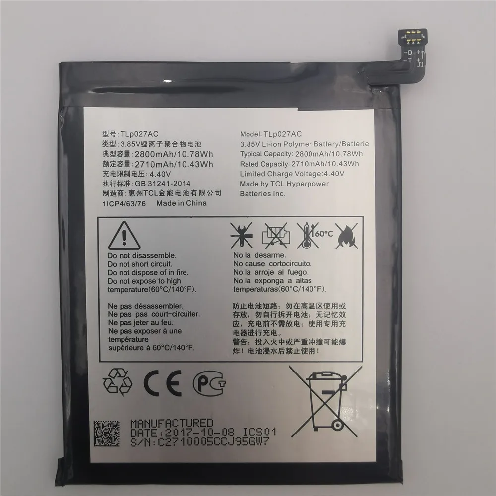 Новый 100% 2800 мАч TLp027AJ запасная батарея для Alcatel Idol 5 OT-6058D мобильный телефон аккумулятор батареи 
Новый 100% 2800 мАч TLp027AJ запасная батарея для Alcatel Idol 5 OT-6058D мобильный телефон аккумулятор батареи