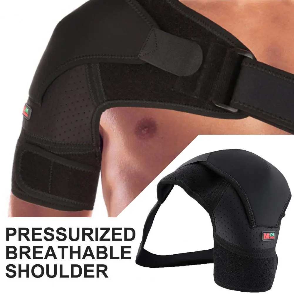 

1Pc Mumian G02 Shoulder Brace Four-point Adjustable Breathable Black Left/Right Seamless Perforated Shoulder Support for Sports