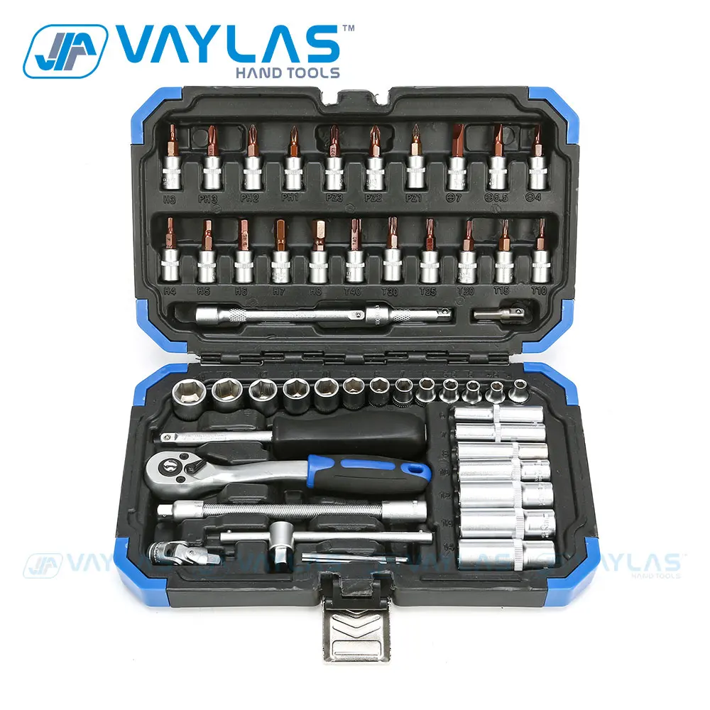 

53Pcs 1/4" Drive Socket Screwdriver Bit Hex Key Ratchet Socket Wrench Tools Set for Household Universal Hand Tool with Blow Case