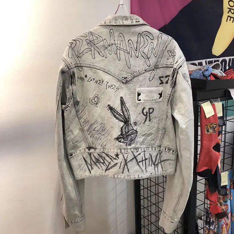 2021 Spring Autumn New Women Grey Denim Jacket Fashion Cartoon Print Doodle Rabbit Denim Jacket Coat All-match Women's Pants
2021 Spring Autumn New Women Grey Denim Jacket Fashion Cartoon Print Doodle Rabbit Denim Jacket Coat All-match Women's Pants