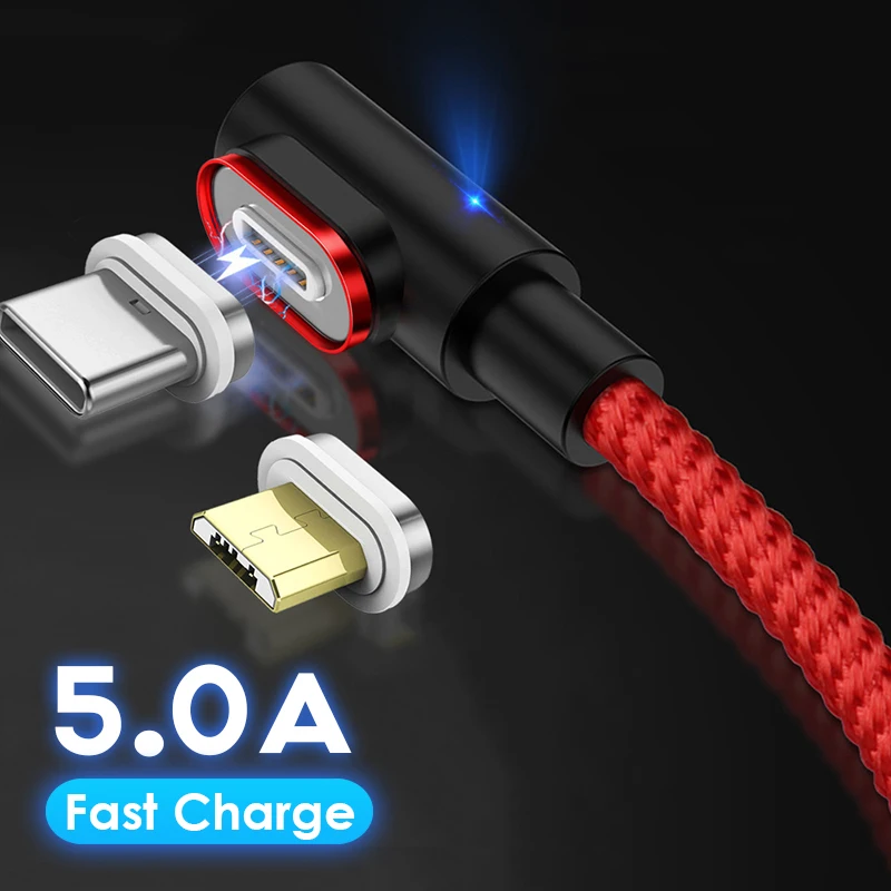 Магнитный кабель USB Type-C 5A Micro для зарядки Huawei P30 P20 Mate 20 Pro Lite магнитное зарядное