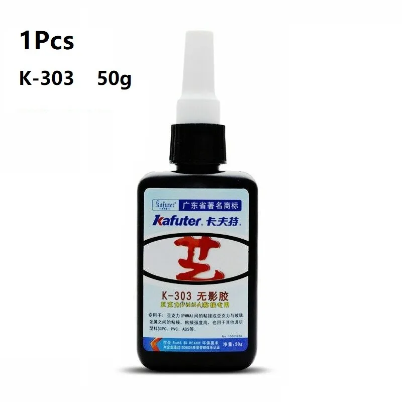 K-303 50ml Shadowless Glue Adhesive Plastic Glass Metal Rubber+Flashlight UV Curing Adhesive Acrylic Transparent Plastic
K-303 50ml Shadowless Glue Adhesive Plastic Glass Metal Rubber+Flashlight UV Curing Adhesive Acrylic Transparent Plastic