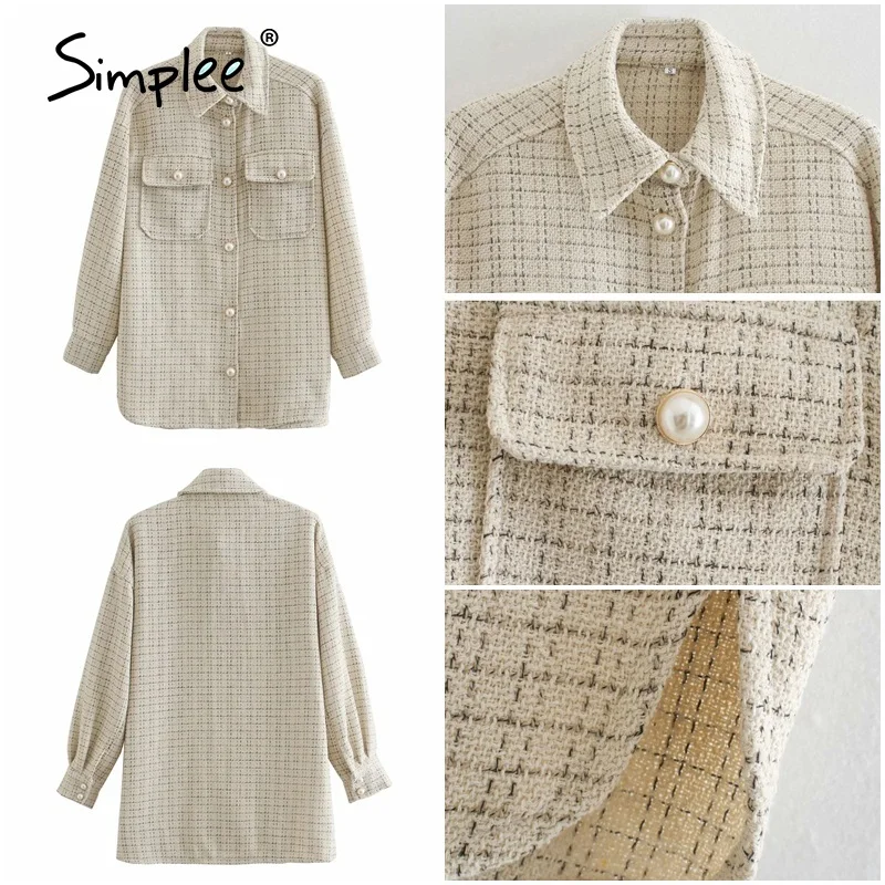 Simplee Fashion houndstooth women's shirt Lapel long sleeve winter tweed shirt coat High street style loose plaid shirt 2020 new
Simplee Fashion houndstooth women's shirt Lapel long sleeve winter tweed shirt coat High street style loose plaid shirt 2020 new