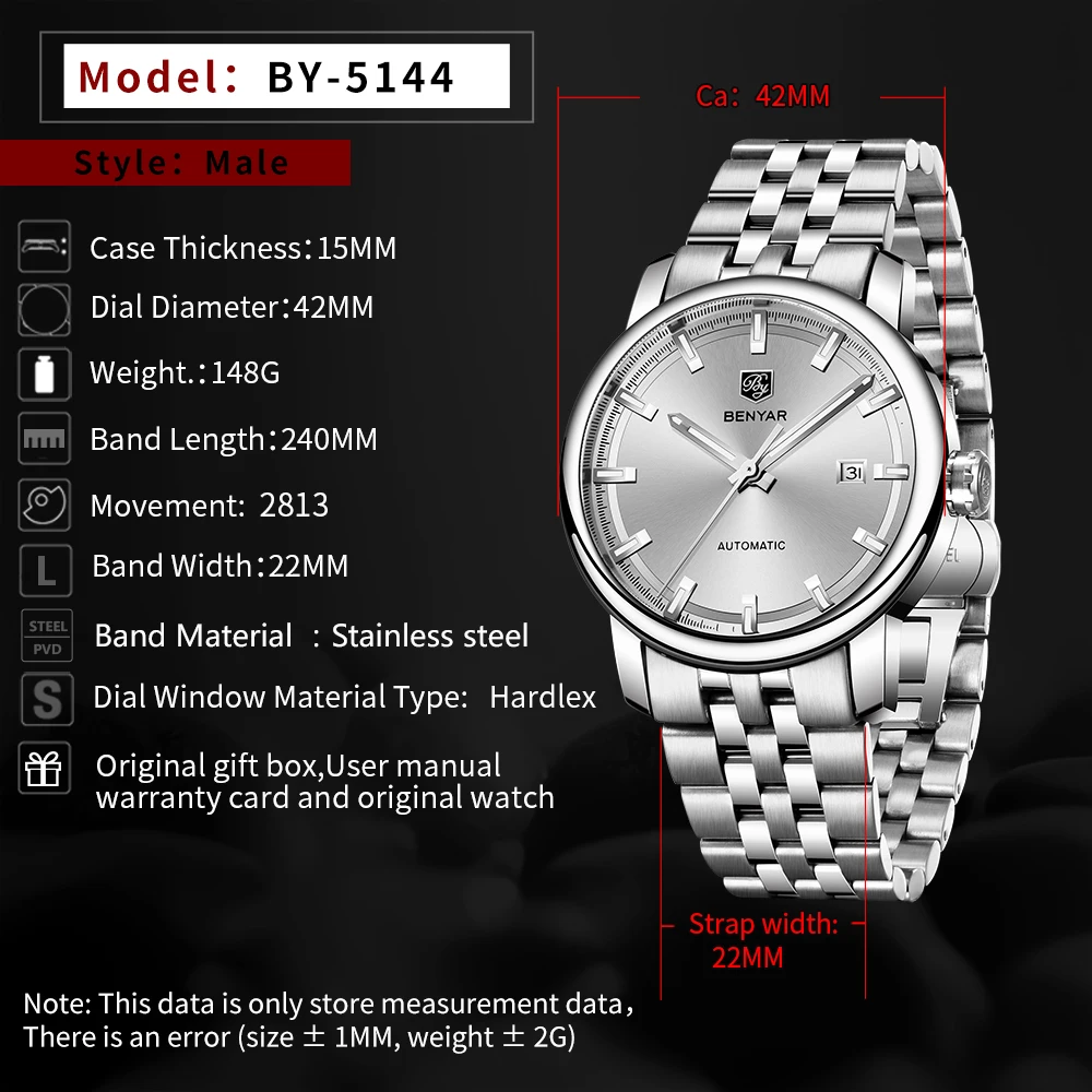 BENYAR 2019 New Fashion Top Luxury Brand Leather Watch Automatic Men Wristwatch Men Mechanical Steel Watches Relogio Masculino
BENYAR 2019 New Fashion Top Luxury Brand Leather Watch Automatic Men Wristwatch Men Mechanical Steel Watches Relogio Masculino