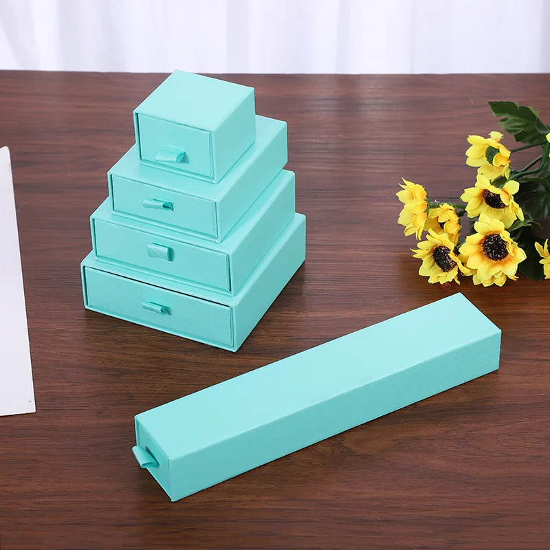 Lake Blue Cardboard Jewelry Package Paper Drawer Gift Box Ring Necklace Bracelet Earring Display Boxes with Black Sponge 12pcs
Lake Blue Cardboard Jewelry Package Paper Drawer Gift Box Ring Necklace Bracelet Earring Display Boxes with Black Sponge 12pcs
