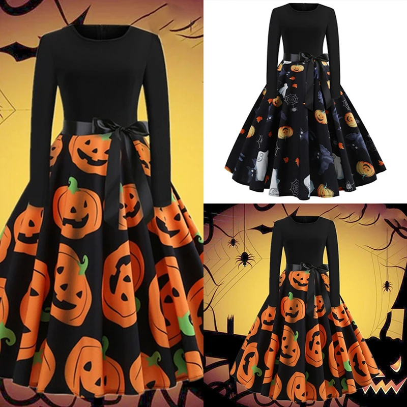 Fancy Pumpkin Halloween Womens Dress Long Sleeve Mid Length Princess Dress Ladies Costume Festival Party Vintage 50s 60s Robe
Fancy Pumpkin Halloween Womens Dress Long Sleeve Mid Length Princess Dress Ladies Costume Festival Party Vintage 50s 60s Robe