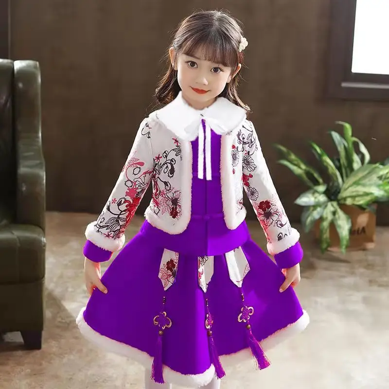 Winter For Baby Girls Dress Clothing Set Warm Plush Cotton Top+Skirt+Fur Collar Dress Sets Chinese Style Tang Festive Hanfu Suit
Winter For Baby Girls Dress Clothing Set Warm Plush Cotton Top+Skirt+Fur Collar Dress Sets Chinese Style Tang Festive Hanfu Suit