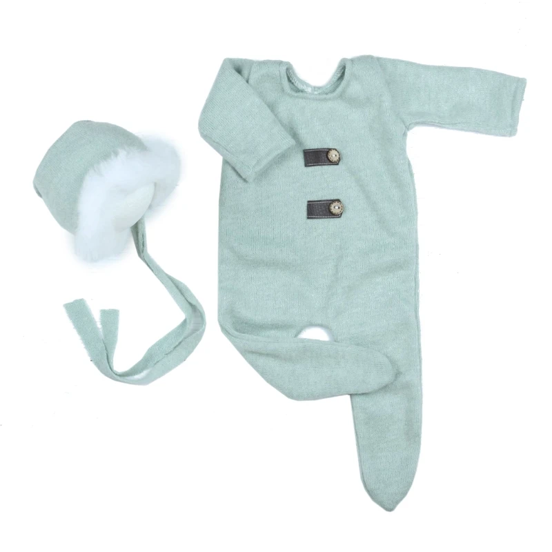 Newborn Infant Baby Girls Boys Solid Colors Knitted Photography Prop Clothing Footed Romper Button Overalls Hat 2pcs Set
Newborn Infant Baby Girls Boys Solid Colors Knitted Photography Prop Clothing Footed Romper Button Overalls Hat 2pcs Set