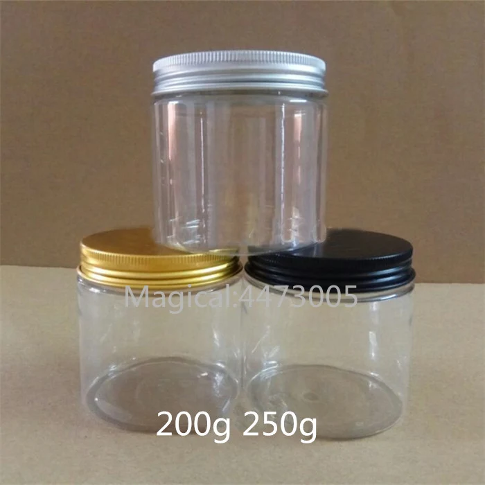 200ml 10/30pcs Clear PET Cream Jars with Black/Gold Aluminum Lid,250ml Mask Plastic Jars,Powder Storage Jar,cosmetic Packaging
200ml 10/30pcs Clear PET Cream Jars with Black/Gold Aluminum Lid,250ml Mask Plastic Jars,Powder Storage Jar,cosmetic Packaging