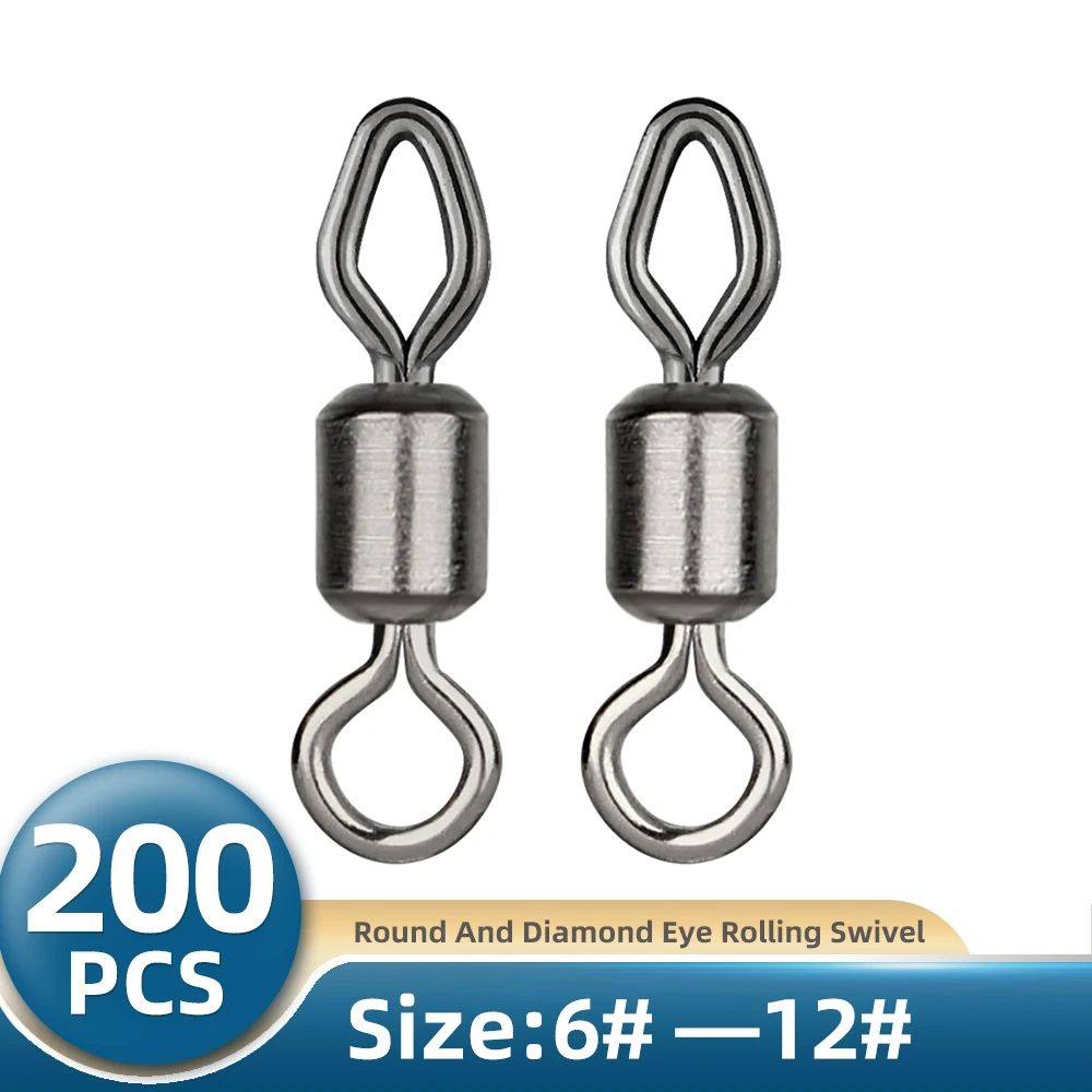 TIANNSII 200pcs Fishing Connector Round And Diamond Swivel Rolling Swivel Stainless Steel Solid Ring Fishing Swivels Accessories
TIANNSII 200pcs Fishing Connector Round And Diamond Swivel Rolling Swivel Stainless Steel Solid Ring Fishing Swivels Accessories