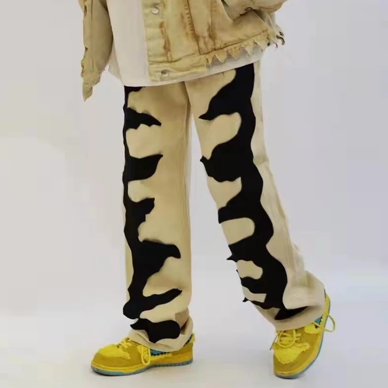 Уличная модная одежда в стиле пэчворк, повседневные мужские и женские тренировочные брюки в стиле ретро, прямые свободные повседневные брю... 
Уличная модная одежда в стиле пэчворк, повседневные мужские и женские тренировочные брюки в стиле ретро, прямые свободные повседневные брю...