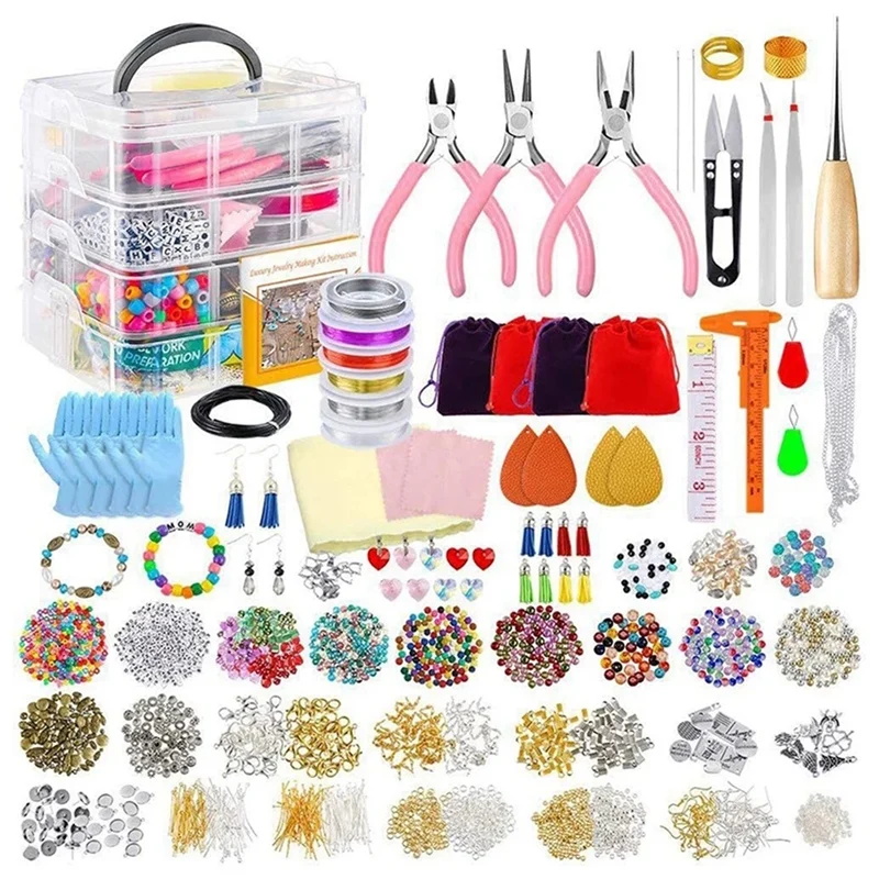 Jewelry Making Kit for Complete Bracelet Making Supplies Tool with Sturdy Case for Bracelet Earrings Making Great Gift
Jewelry Making Kit for Complete Bracelet Making Supplies Tool with Sturdy Case for Bracelet Earrings Making Great Gift
