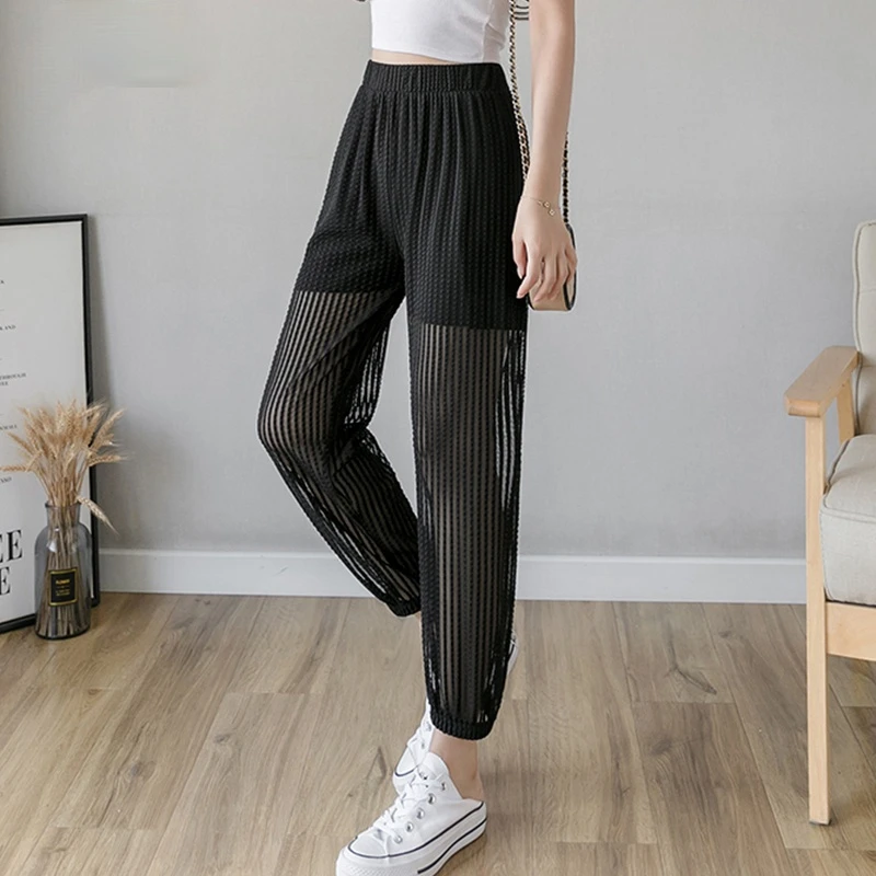 S-3XL Oversize Women's Pants Summer Thin See-through Loose Mesh Harem Pants Female Sunscreen Casual Black Chiffon Bloomers
S-3XL Oversize Women's Pants Summer Thin See-through Loose Mesh Harem Pants Female Sunscreen Casual Black Chiffon Bloomers
