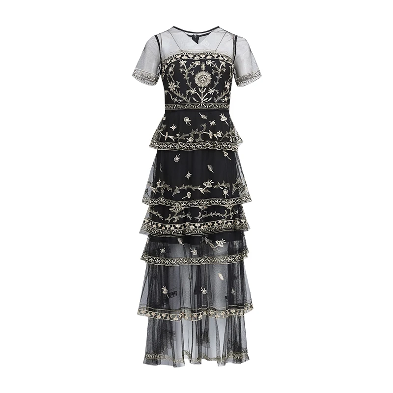 Top Quality New 2020 Summer Evening Long Dresses Women Sexy Sheer Mesh Embroidery Short Sleeve Ankle Length Maxi Dress Vintage
Top Quality New 2020 Summer Evening Long Dresses Women Sexy Sheer Mesh Embroidery Short Sleeve Ankle Length Maxi Dress Vintage