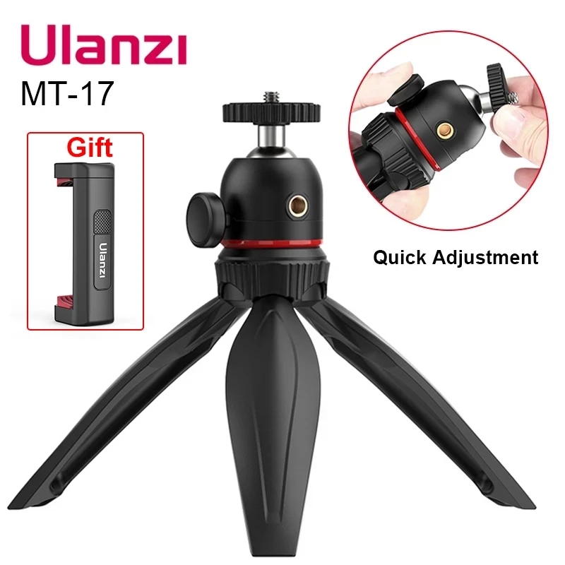 

Ulanzi MT-17 Mini Tripod Adjustable 360 Rotation Ballhead Smartphone Vlog Tripod GoPro 10 9 8 7 Tripod With 1/4 Screw Monopod