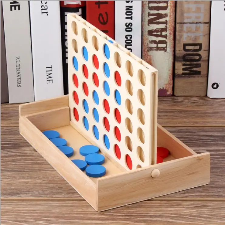 Детская игрушка Четырехрядные шахматы деревянная коробка развивающий