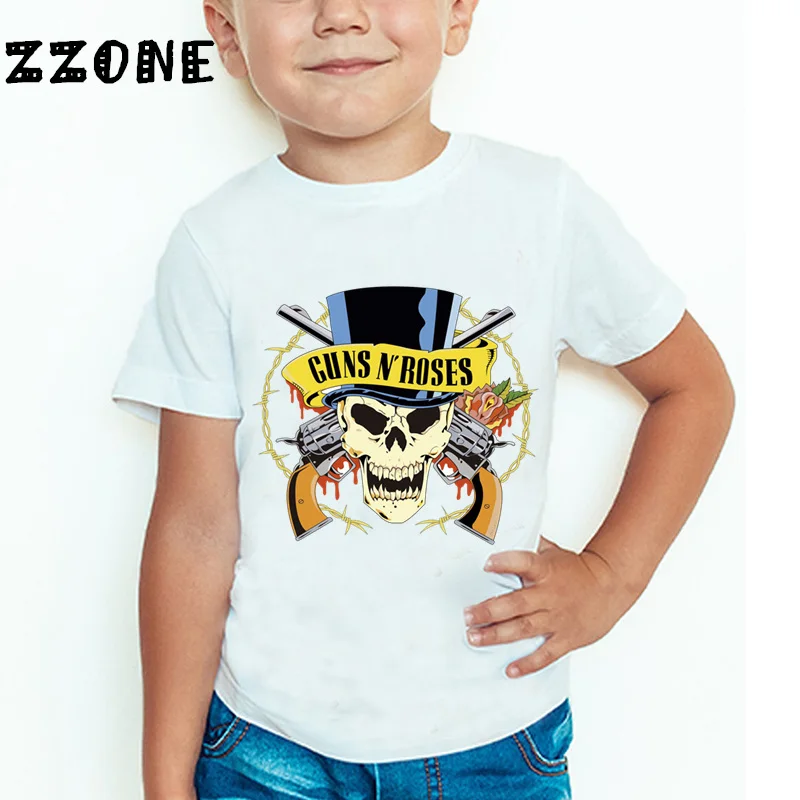 3T~9T Rock Band Gun N Roses Children's T shirt Boys and Girls Kpop Music Short Sleeve Tops Kids Casual Clothes | Мать и ребенок
