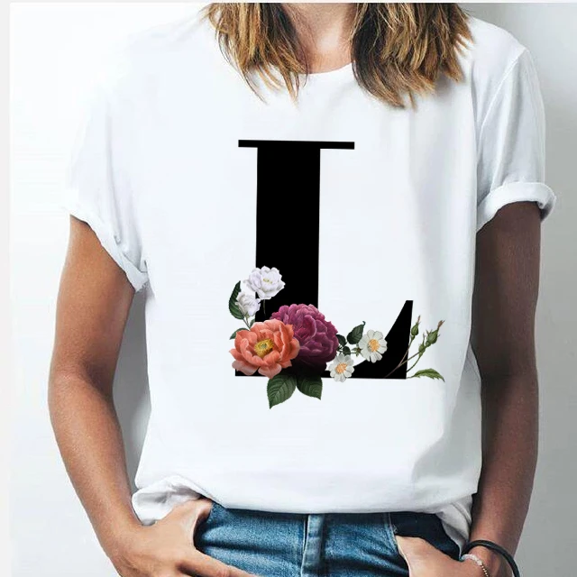 Женская футболка с буквами алфавита 26 дюймов коротким рукавом | одежда