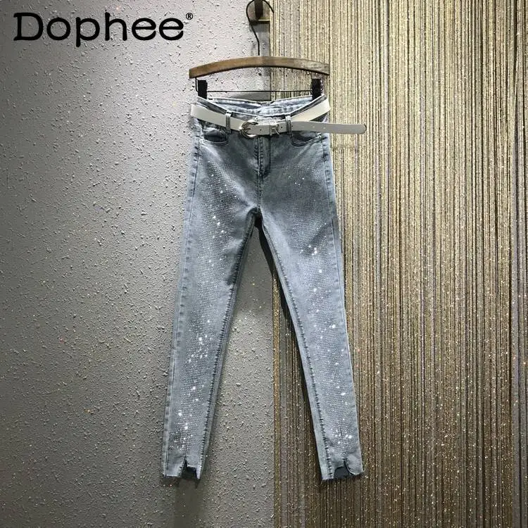 Hot Drilling Jeans Women's High Waist Pencil Denim Pants Ladies Spring Summer Super Stretchy Trousers Skinny Slim Cropped Pants
Hot Drilling Jeans Women's High Waist Pencil Denim Pants Ladies Spring Summer Super Stretchy Trousers Skinny Slim Cropped Pants