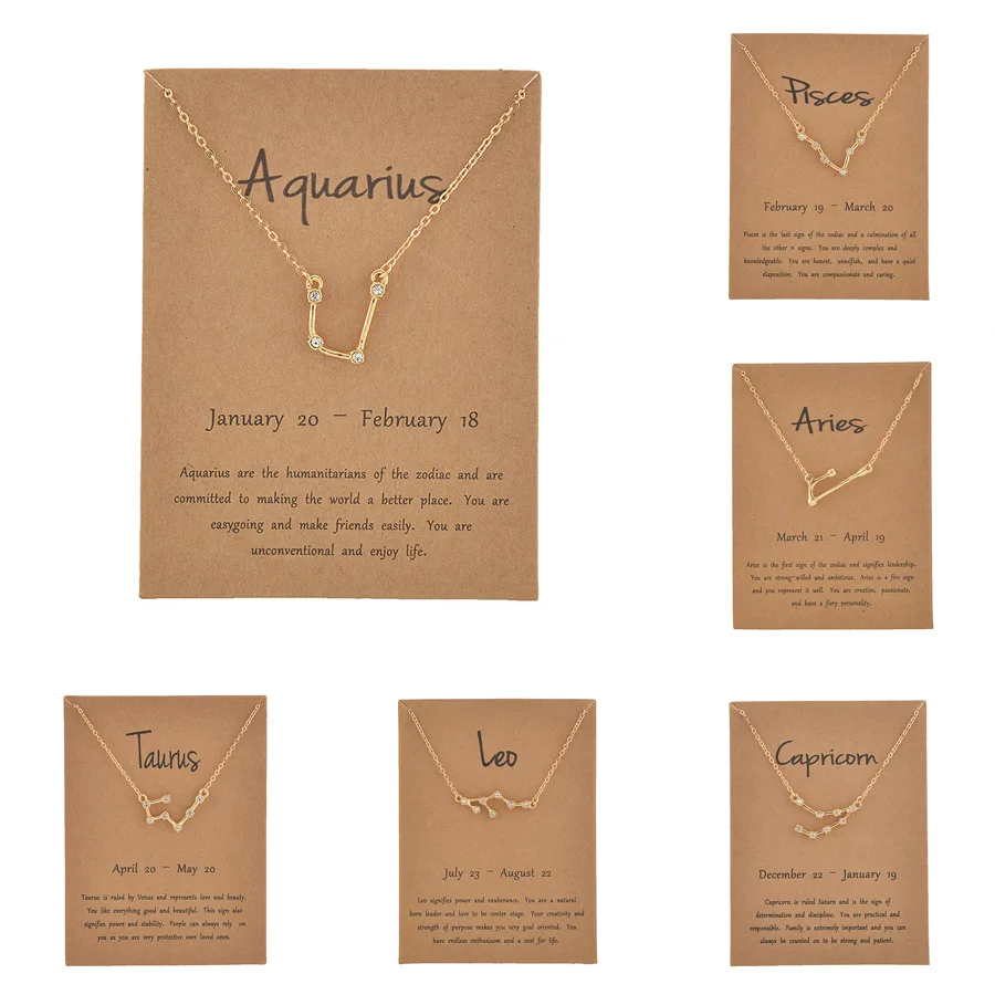 12 Constellation Necklaces Pendant Charm Zodiac Sign Crystal Choker Necklaces Women Friends Birthday Wish Card Jewelry Gift
12 Constellation Necklaces Pendant Charm Zodiac Sign Crystal Choker Necklaces Women Friends Birthday Wish Card Jewelry Gift