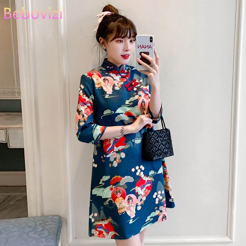 2021 New Plus Size M-4XL Navy Casual Party Fashion Modern Cheongsam Dress Women Short Sleeve Qipao Traditional Chinese Clothes
2021 New Plus Size M-4XL Navy Casual Party Fashion Modern Cheongsam Dress Women Short Sleeve Qipao Traditional Chinese Clothes