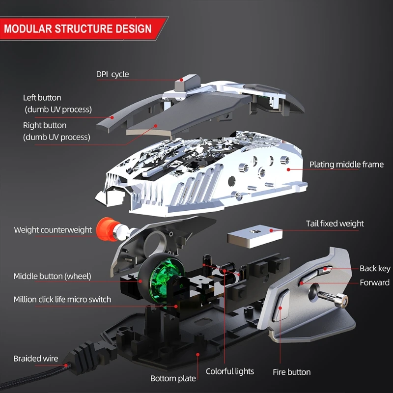 67JA Wired Gaming Mouse Adjustable RGB Light High-quality Ergonmic Design Computer Parts for Technology Enthusiasts
67JA Wired Gaming Mouse Adjustable RGB Light High-quality Ergonmic Design Computer Parts for Technology Enthusiasts