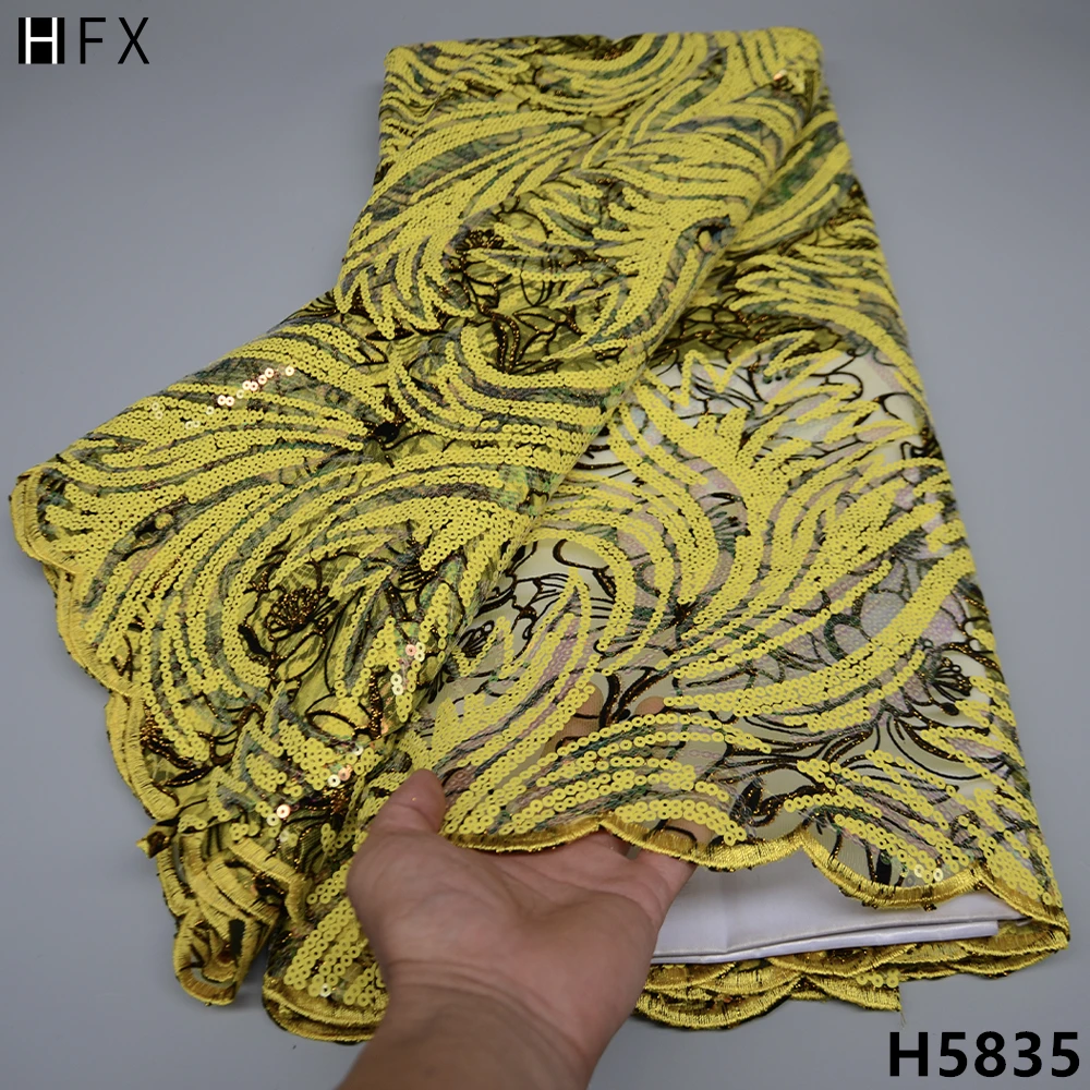 HFX Yellow Latest Organza Sequins African Lace Fabric 2022 High Quality Nigerian Tulle Lace Fabrics Material For Party F5835
HFX Yellow Latest Organza Sequins African Lace Fabric 2022 High Quality Nigerian Tulle Lace Fabrics Material For Party F5835
