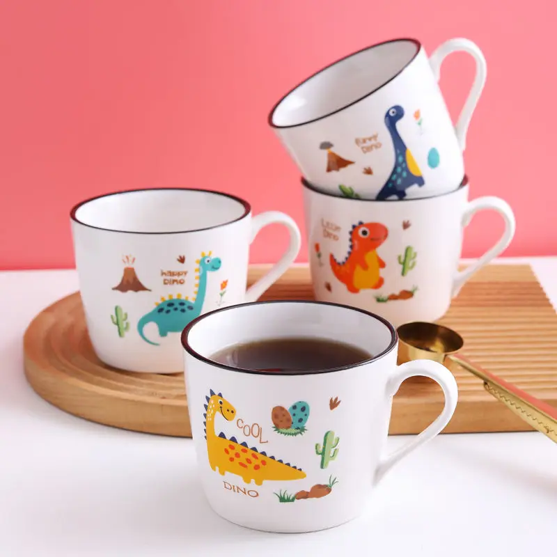 

Керамические кружки, кофейная чашка, кружка для завтрака с милым динозавром, керамическая чашка, бытовая кружка для молока, овсянки, посуда ...