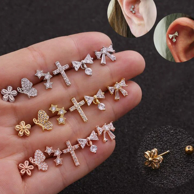 QMHJE Single One Women Stud Earrings Small Mini Bee Cross Bow Knot Flower CZ Paved Rose Gold Silver Color Earing Aretes Jewelry
QMHJE Single One Women Stud Earrings Small Mini Bee Cross Bow Knot Flower CZ Paved Rose Gold Silver Color Earing Aretes Jewelry