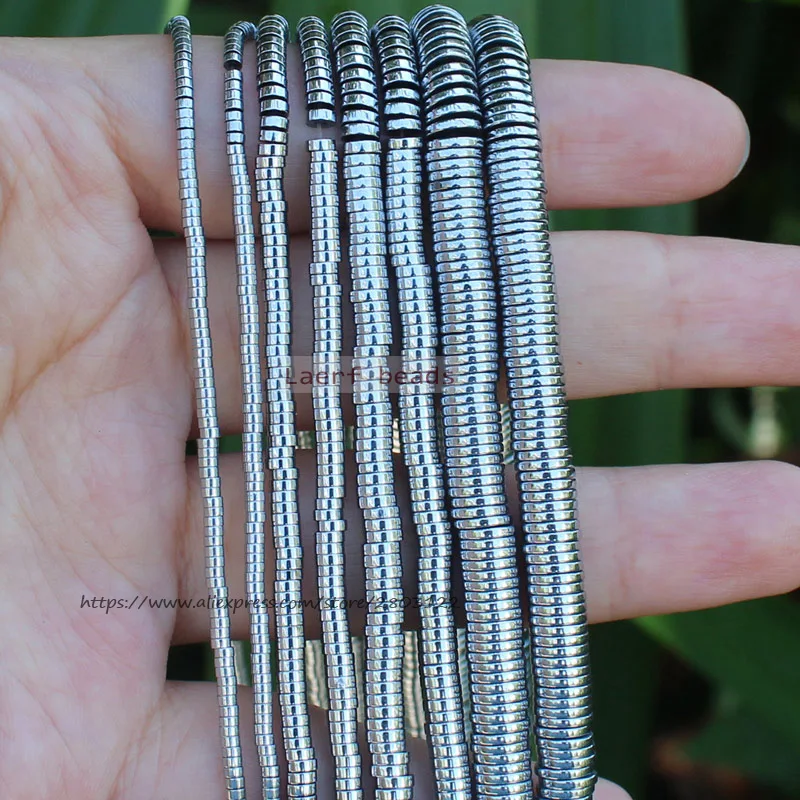 

Very Shining ! 380pcs Natural Hematite SmoothSilver HaiXi/Disc Shape1x2-6mm Loose beads 15inch/38cm,For DIY Jewelry making !