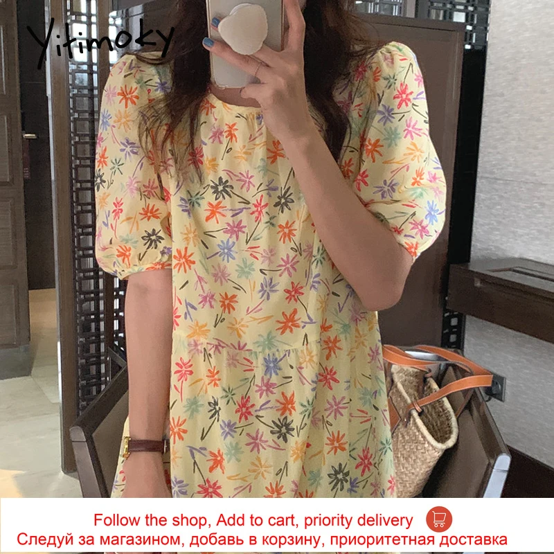 Yitimoky Casual Woman Dress O-Neck Puff Short Sleeve 2021 Summer Fashion Korean Floral Printing Simple Loose Vintage Dresses
Yitimoky Casual Woman Dress O-Neck Puff Short Sleeve 2021 Summer Fashion Korean Floral Printing Simple Loose Vintage Dresses