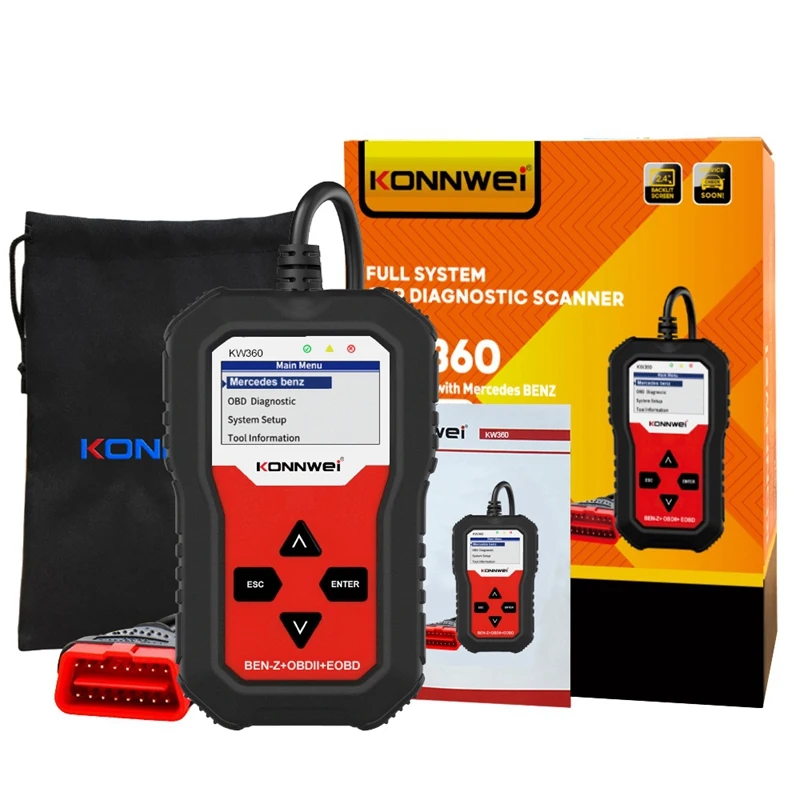 KONNWEI KW360 for Benz Full-Function Car Vehicle Fault Scanner ABS Brake System Scanner Car Diagnose Tool Car OBD2 Scanner
KONNWEI KW360 for Benz Full-Function Car Vehicle Fault Scanner ABS Brake System Scanner Car Diagnose Tool Car OBD2 Scanner