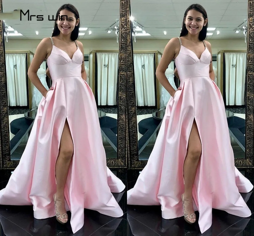 Mrs win Evening Dress Pink Sling Side Split Formal Evening Dresses 2020 HR286 For Girls V-neck A Line Long Formal Party Dresses
Mrs win Evening Dress Pink Sling Side Split Formal Evening Dresses 2020 HR286 For Girls V-neck A Line Long Formal Party Dresses