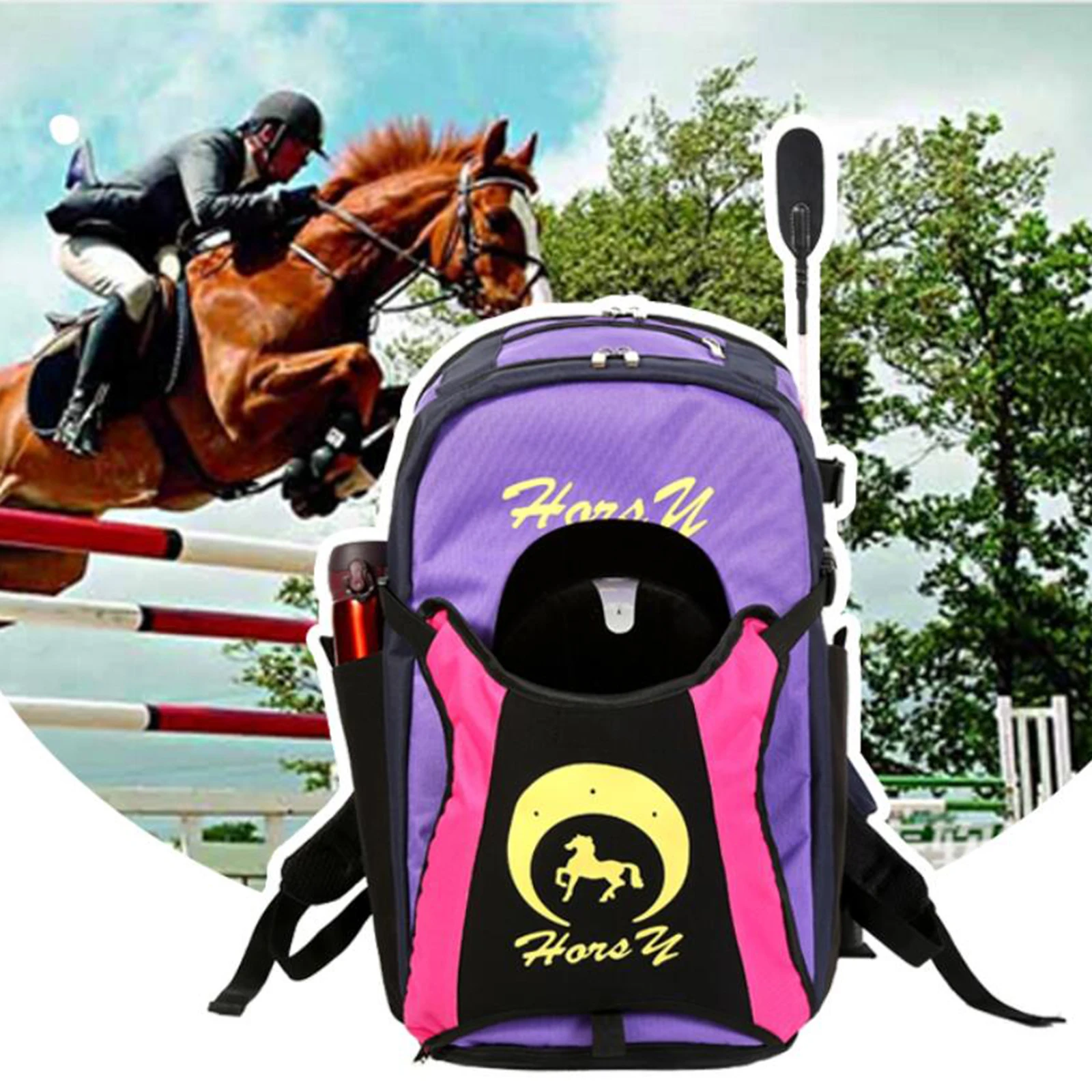 Equestrian Equipment Backpack Horse Riding Practicing Training Gear Carrier Carry Sack with Compartment, Side Mesh Pockets
Equestrian Equipment Backpack Horse Riding Practicing Training Gear Carrier Carry Sack with Compartment, Side Mesh Pockets