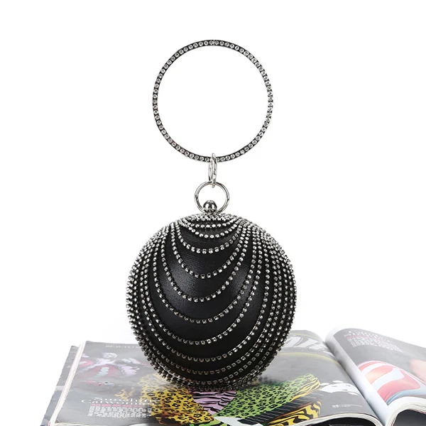 Diamond Circular Evening Clutch Ladies Handmade Rhinestone Ring Handle Tassel Dinner Handbag Female Wedding Party Purse 
Diamond Circular Evening Clutch Ladies Handmade Rhinestone Ring Handle Tassel Dinner Handbag Female Wedding Party Purse