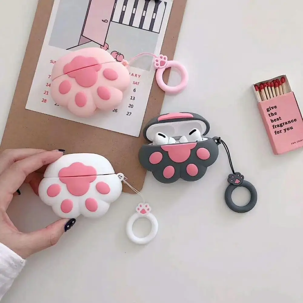 Чехол Cat paw Cass для airpods Pro с кольцом на ремешке Bluetooth гарнитура защитный чехол