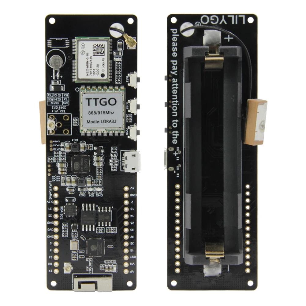 Фото LILYGO®TTGO T Beam 433/868/915 МГц ESP32 WiFi беспроводной Bluetooth модуль GPS NEO M8N SMA LORA 32 923 держатель