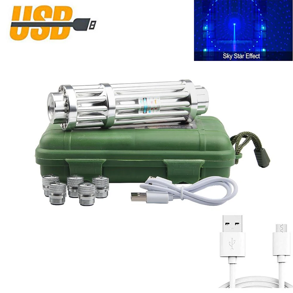 High Quality USB Blue Laser Pointers 450nm USB Charging Green Light Pointer Torch adjustable focus laser pointer with 5 caps
High Quality USB Blue Laser Pointers 450nm USB Charging Green Light Pointer Torch adjustable focus laser pointer with 5 caps