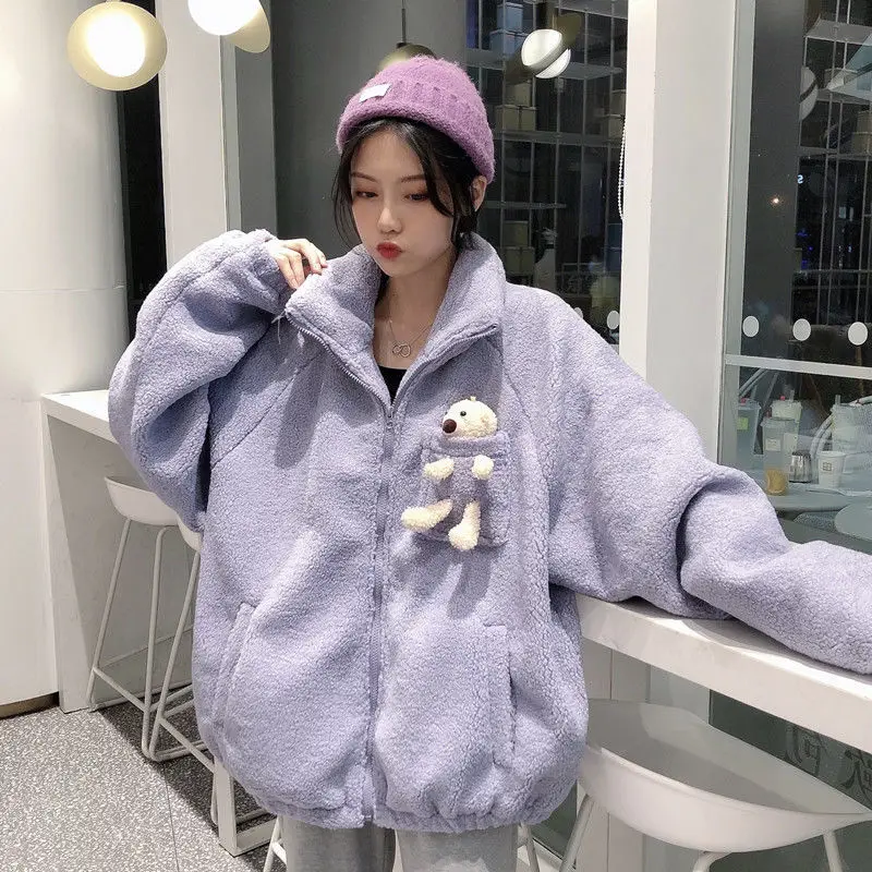 Женское пальто из меха ягненка и медведя, свободная Милая осенне-зимняя теплая Толстая теплая одежда в студенческом стиле, толстовка с капю... 
Женское пальто из меха ягненка и медведя, свободная Милая осенне-зимняя теплая Толстая теплая одежда в студенческом стиле, толстовка с капю...