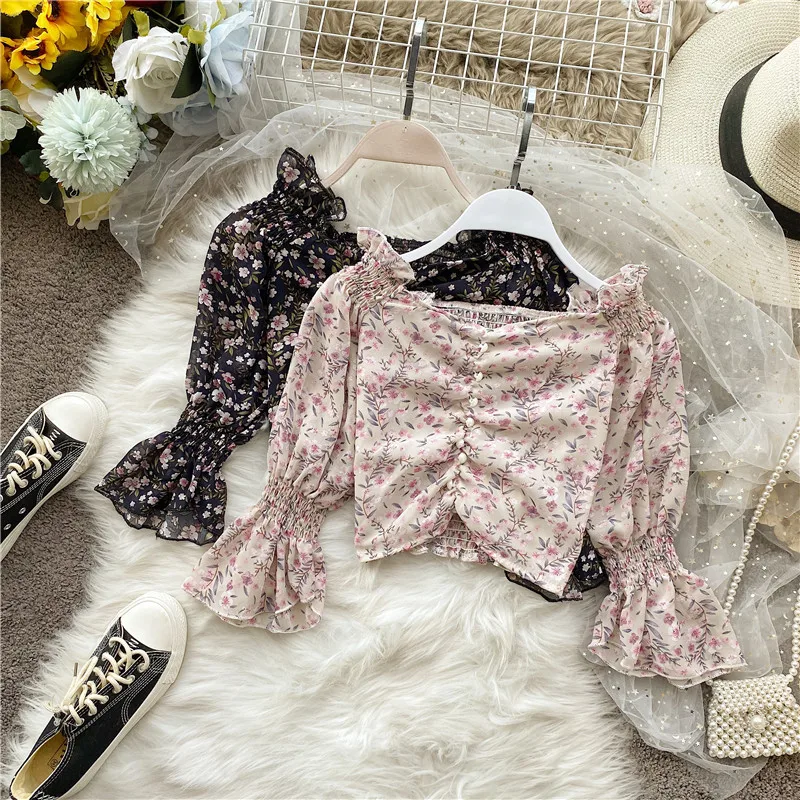 Women New Fashion Summer Elegant Tops Sweet Wood Ear V Neck Flare Sleeve Stretch Fit Flower Print Chiffon Shirt Blouse L553
Women New Fashion Summer Elegant Tops Sweet Wood Ear V Neck Flare Sleeve Stretch Fit Flower Print Chiffon Shirt Blouse L553