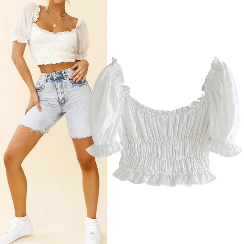 WESAY JESI 2021 Spring New Women's Top Ruffled Puff Sleeve Solid Color Top Slim Pullover Fashion Retro Temperament Daily Top
WESAY JESI 2021 Spring New Women's Top Ruffled Puff Sleeve Solid Color Top Slim Pullover Fashion Retro Temperament Daily Top