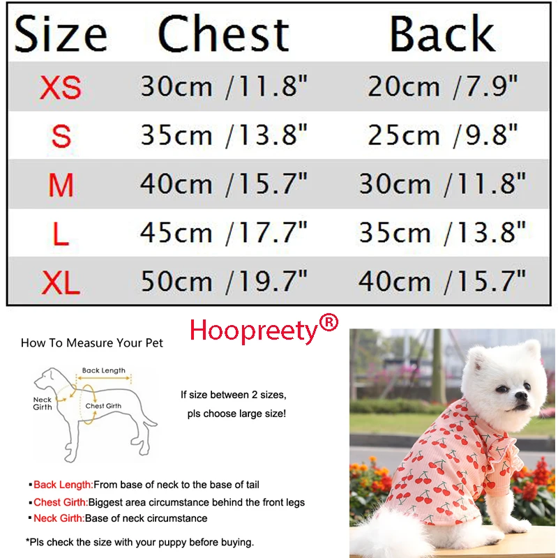 Cute Cherry Printed Dog Shirt for Small Medium Dogs Spring Summer Design Pet Clothes York French Bulldog Bottoming Tshirt XS-XL
Cute Cherry Printed Dog Shirt for Small Medium Dogs Spring Summer Design Pet Clothes York French Bulldog Bottoming Tshirt XS-XL