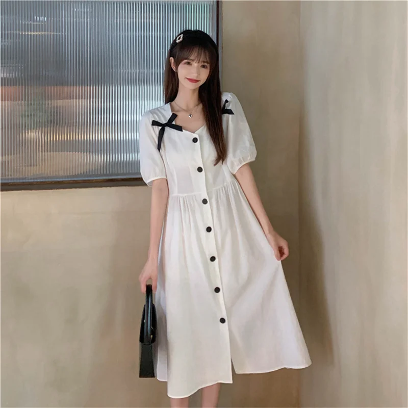 Fashion V-Neck Waist Puff Sleeve Long Dress Female Clothing White French Bow Tie Chiffon Dress Vintage Summer Women's Dress
Fashion V-Neck Waist Puff Sleeve Long Dress Female Clothing White French Bow Tie Chiffon Dress Vintage Summer Women's Dress