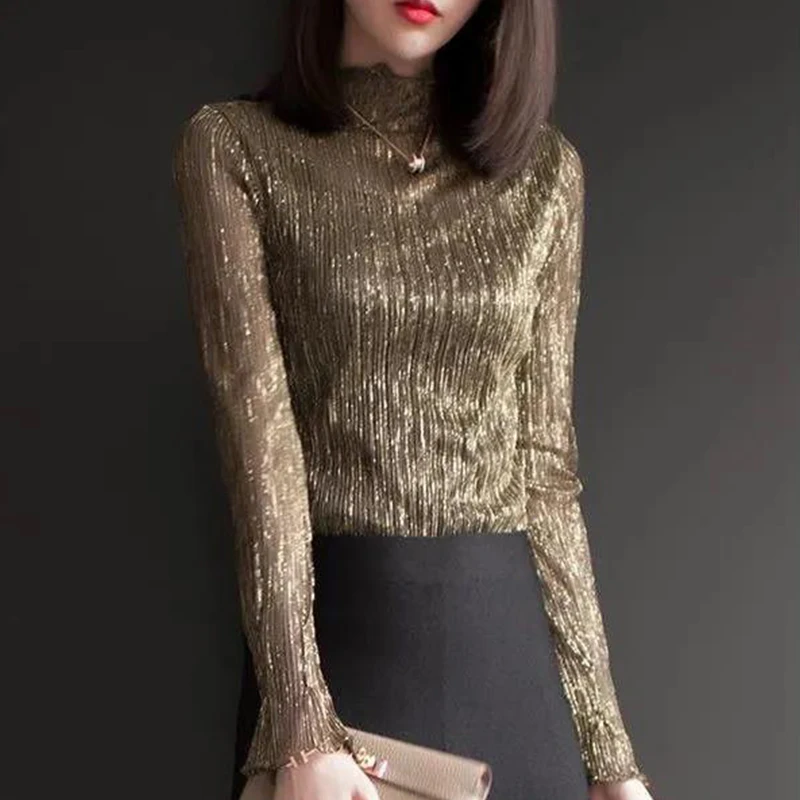 Яркий шелковый топ с высоким воротником, Женская привлекательная полупрозрачная футболка с длинными рукавами в западном стиле, в европейск... 
Яркий шелковый топ с высоким воротником, Женская привлекательная полупрозрачная футболка с длинными рукавами в западном стиле, в европейск...