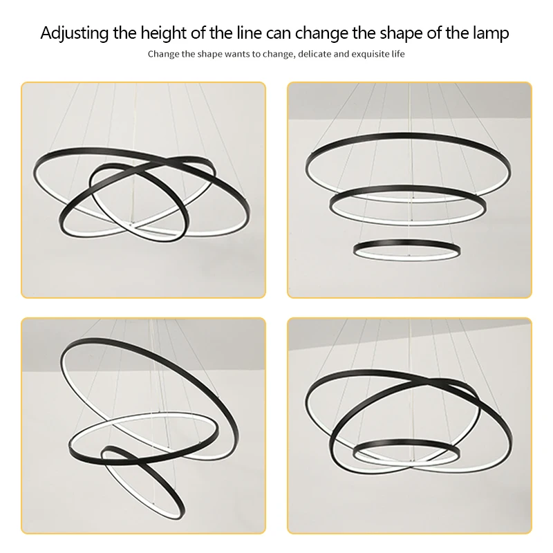 White/black Rings Modern Led Pendant Lights Deco Hanging Lights Suspension Luminaire Light Fixtures for Diningroom Bedroom Home