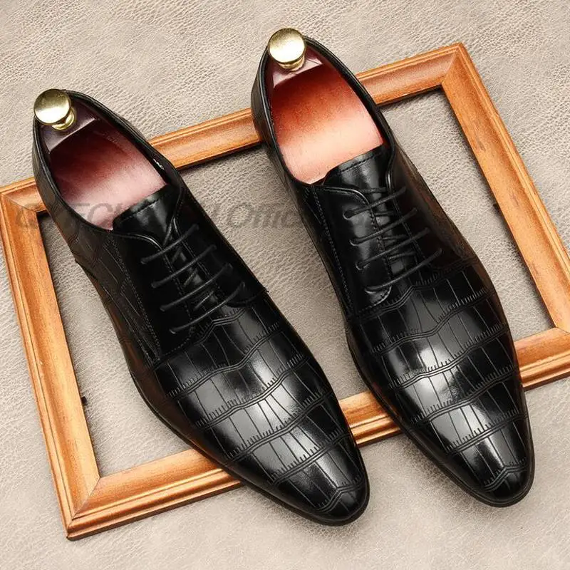 

Мужские деловые туфли из натуральной кожи, оксфорды для мужчин, итальянская мужская обувь, свадебная деловая обувь со шнуровкой