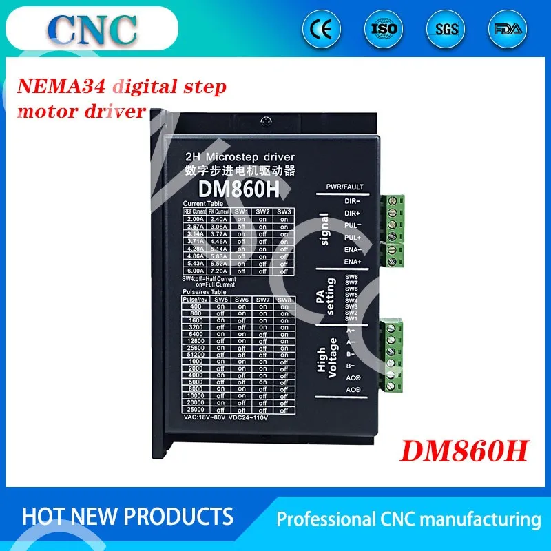 Free shipping Stepper motor driver Dm860H Microstep Motor Two-phase DC motor speed controller for 57 86 stepper motor Nema 23 34
Free shipping Stepper motor driver Dm860H Microstep Motor Two-phase DC motor speed controller for 57 86 stepper motor Nema 23 34