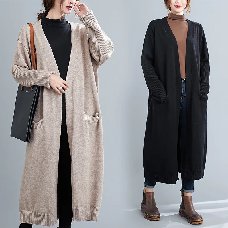 New Korean Slim Knee-Length Knit Cardigans Sweater Women Loose Elegaht Pull Femme 2XL 3XL 4XL 5XL Plus Size Pullover Tops
New Korean Slim Knee-Length Knit Cardigans Sweater Women Loose Elegaht Pull Femme 2XL 3XL 4XL 5XL Plus Size Pullover Tops