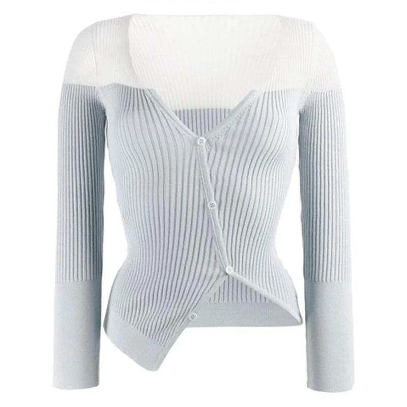 DEAT 2021 new spring and summer fashion women clothes V-neck full sleeves contrast colors single breasted T-shirt female top
DEAT 2021 new spring and summer fashion women clothes V-neck full sleeves contrast colors single breasted T-shirt female top