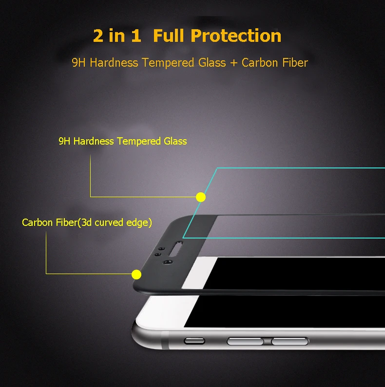 3D Arc Edge Full Cover Carbon Fiber Tempered Glass for iPhone6 6s 6Plus 6sPlus 7 8 7plus Colors Screen Protector Protective Film | Мобильные